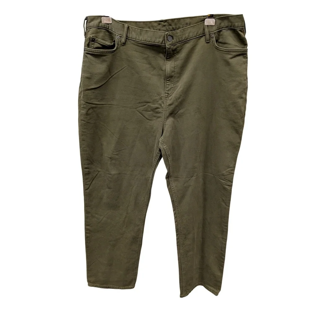 Banana Republic Men's Slim Traveler Pant Green Olive Cotton Stretch Chino- 42/32
